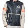 24H Le Mans Karl Ecru Orange Striped Leather Jacket Black and Beige