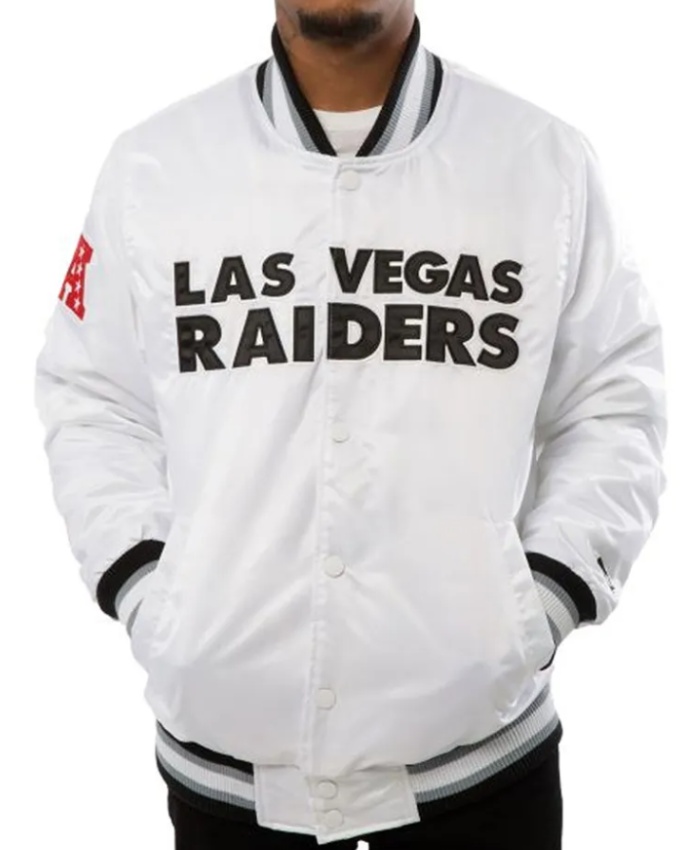Las Vegas Raiders A Stars White Satin Jacket