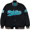 Shop Miami Dolphins Aqua and Orange Rib Bomber Black Jacket