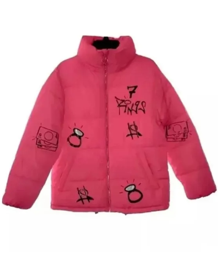 7 Rings Ariana Grande Pink Zip-Up Puffer Jacket