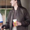 Buy Basketball Player Caitlin Clark Brown Bomber Jacket