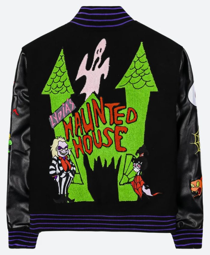 Beetlejuice Haunted House Black Varsity Jacket