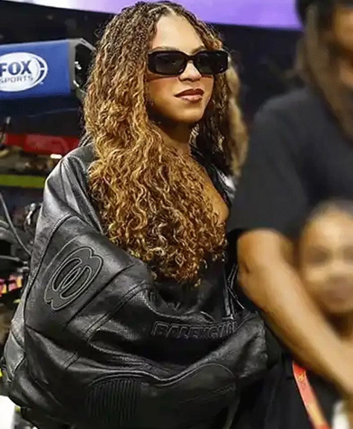 Beyoncé Super Bowl LIX Halftime Show Oversized Back Leather Jacket