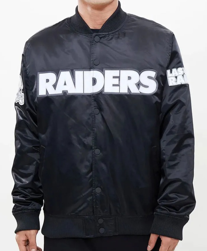 Las Vegas Raiders Big Logo Black Satin Jacket