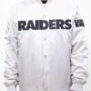Las Vegas Raiders Big Logo Silver Satin Jacket