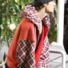 Billie Eilish Concert Justin Bieber Red Jacket with Flannel Hoodie and Sleeves