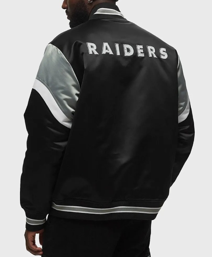 Black Las Vegas Raiders Heavyweight Full-Snap Varsity Satin Jacket