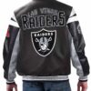 Las Vegas Raiders Black Varsity Full-Zip Leather Jacket