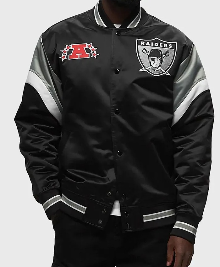 Las Vegas Raiders Heavyweight Black Satin Jacket