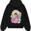 Black Pullover Labubu Printed Hoodie for Men and Women