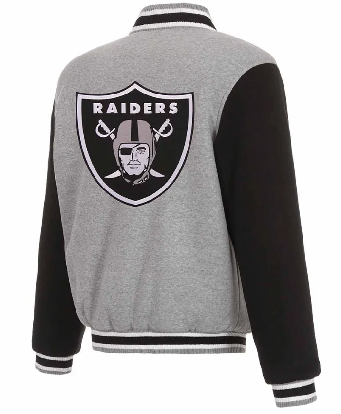 Las Vegas Raiders Black and Gray Wool Varsity Jacket