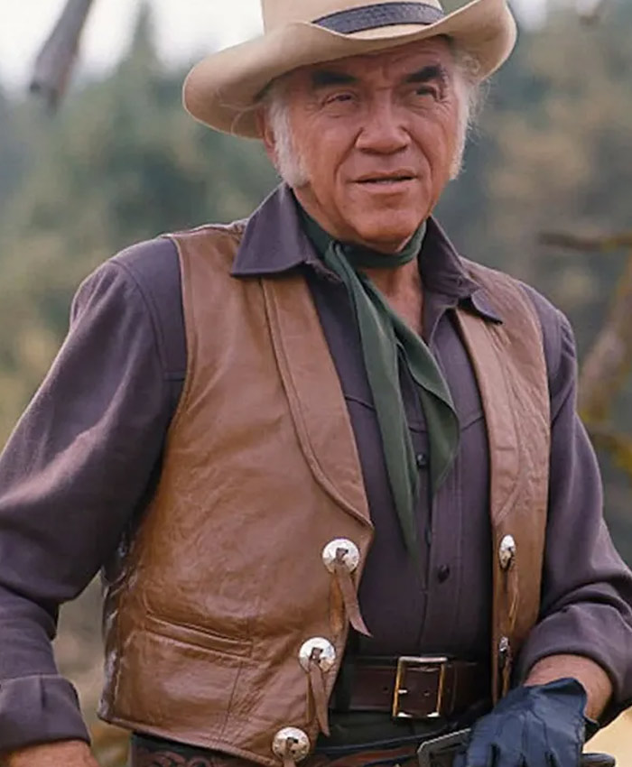 Bonanza Lorne Greene Brown Leather Vest