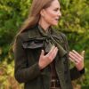 Catherine Princess of Wales Dark Green Suede Leather Jacket