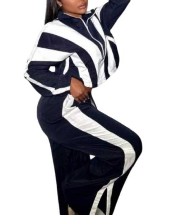 TV Series Celebs Go Dating S14 Donna Preston Contrast Black and White Tracksuit