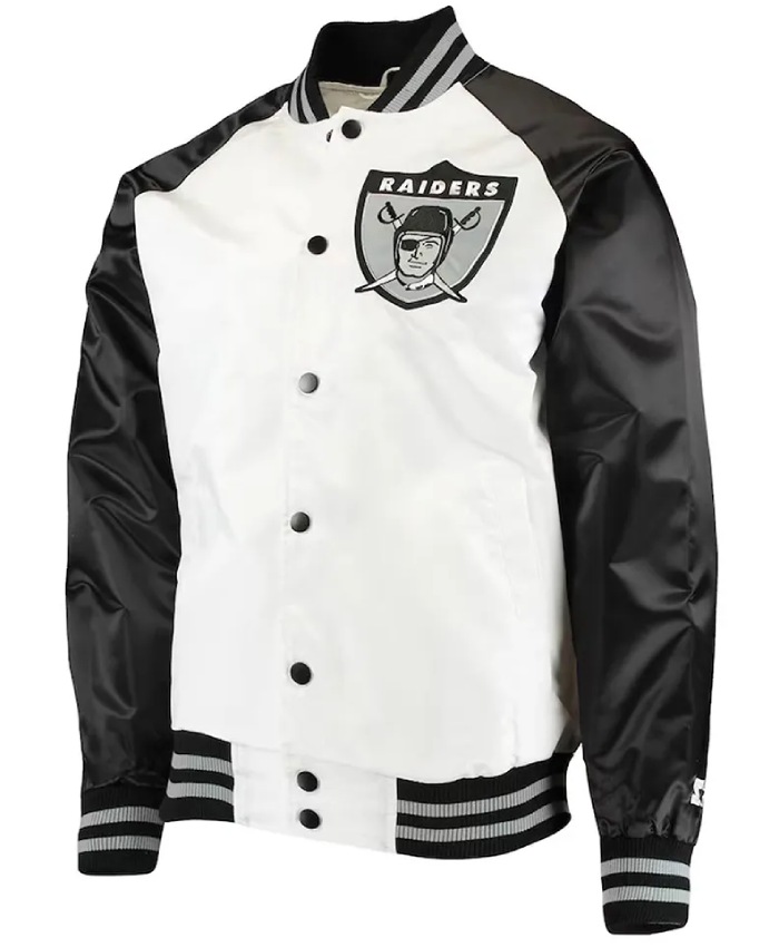 Las Vegas Raiders Clean Up Throwback White and Black Jacket