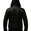 Cyberpunk Ghostrunner Ninja Hooded Black Leather Jacket