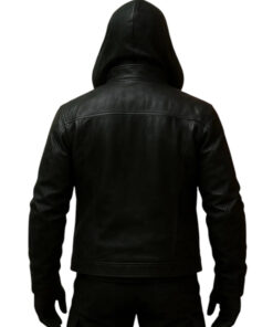 Cyberpunk Ghostrunner Ninja Hooded Black Leather Jacket