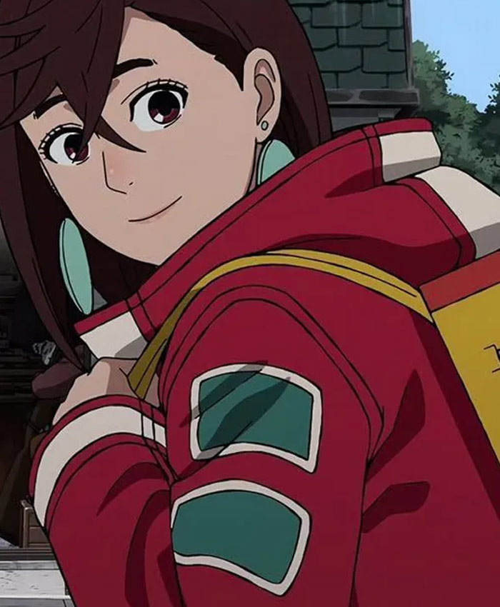 Grab Dandadan Momo Ayase Red Hooded Jacket