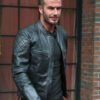 David Beckham Black Quilted Racer Leather Jacket