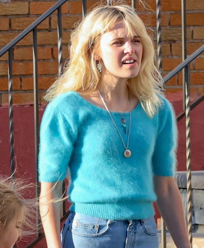 Deliver Me from Nowhere Odessa Young Blue Sweater