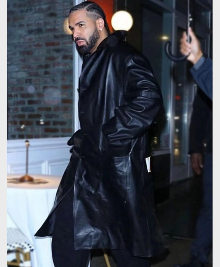 Drake Black Leather Vaffanculo Coat