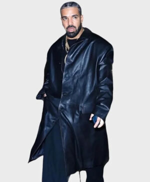 Drake Vaffanculo Black Leather Coat