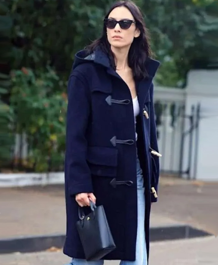 East London Street Alexa Chung Blue Wool Duffle Coat
