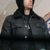 Eminem Black Denim Jacket with Shearling Collar