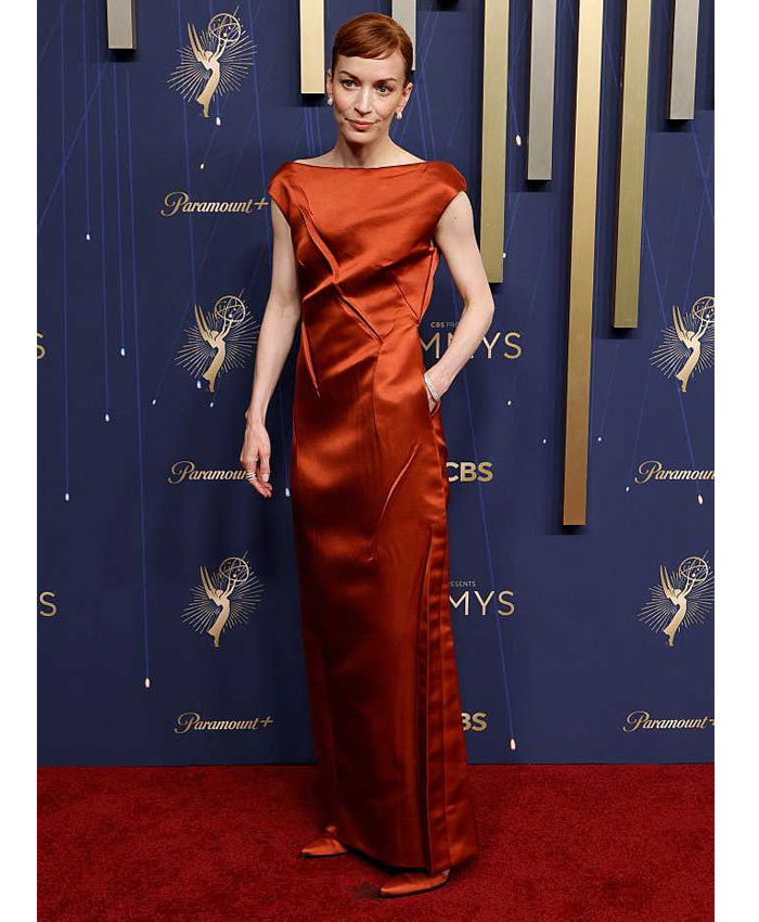 Emmy Awards Britt Lower Orange Gown