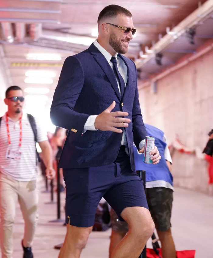 Footballer Travis Kelce Kansas City 2025 Blue Suit