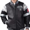 Las Vegas Raiders G-III Varsity Black Full-Zip Leather Jacket