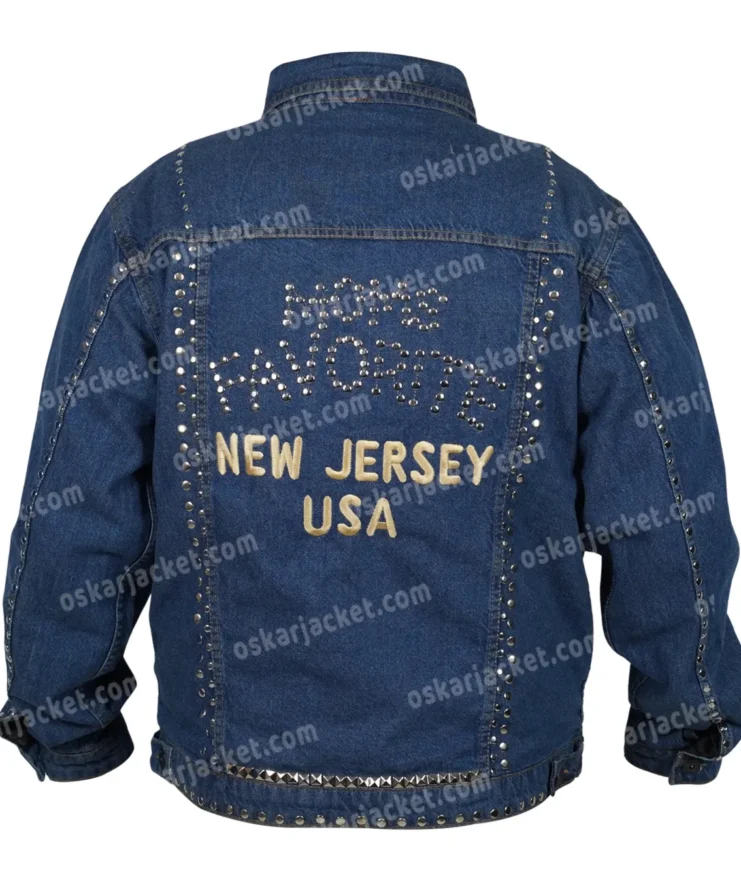 Greetings Tour Joe Jonas Mom’s Favorite New Jersey USA Blue Denim Studded Jacket