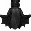 Halloween Bat Wing Leather Jacket with Fur Hood