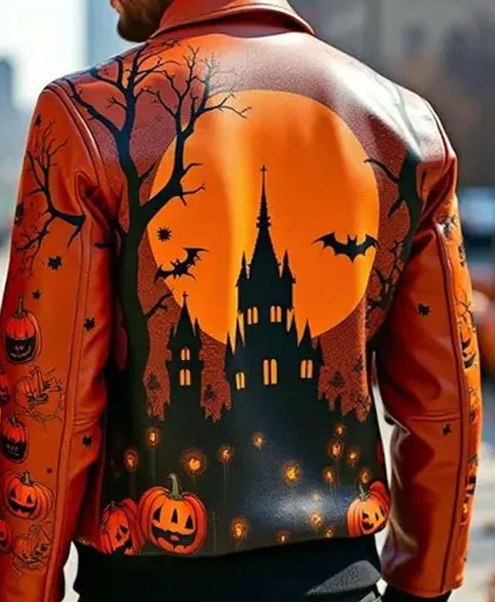 Halloween Haunted Castle Leather Jacket