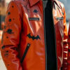 Halloween Haunted Pumpkin Castle Orange Leather Jacket
