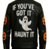 Halloween If You VE Got It Haunt It Black Leather Biker Jacket