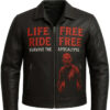 Halloween Life Free Ride Free Survive the Apocalypse Zombie Black Leather Jacket