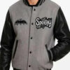 Hallows Spooky Grey and Black Bat Varsity Jacket