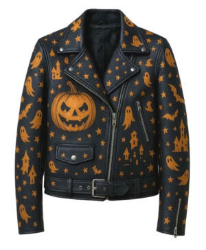 Haunted Halloween Black Leather Jacket