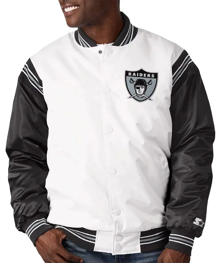 Shop Las Vegas Raiders Historic Renegade WhiteBlack Full-Snap Satin Jacket