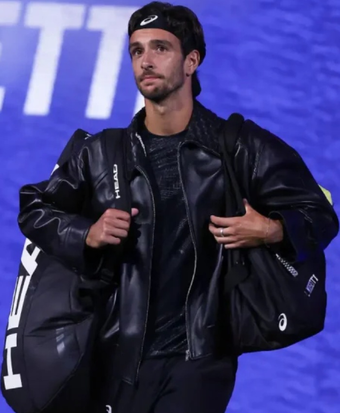 Lorenzo Musetti 2025 US Open Black Leather Jacket