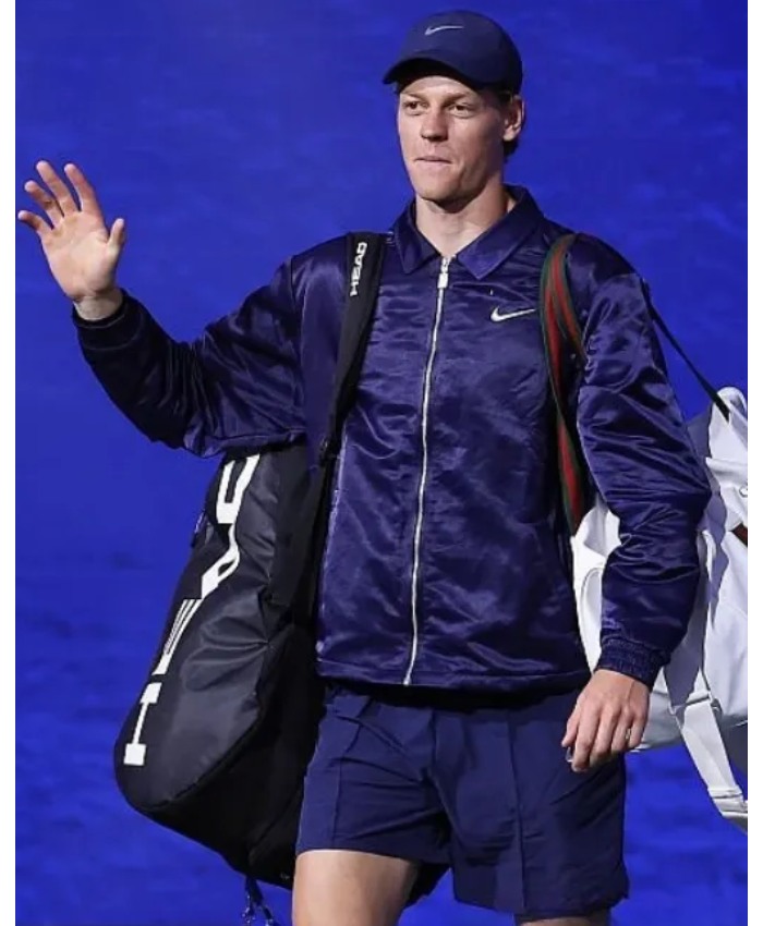 US Open Jannik Sinner 2025 Zip-Up Navy Blue Jacket