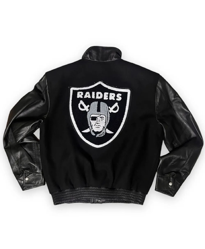 Jeff Black Varsity Wool and Leather Las Vegas Raiders Zipper Jacket