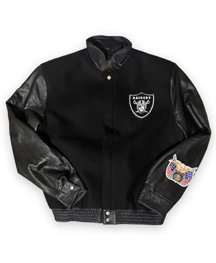 Jeff Black Varsity Wool and Leather Las Vegas Raiders Jacket