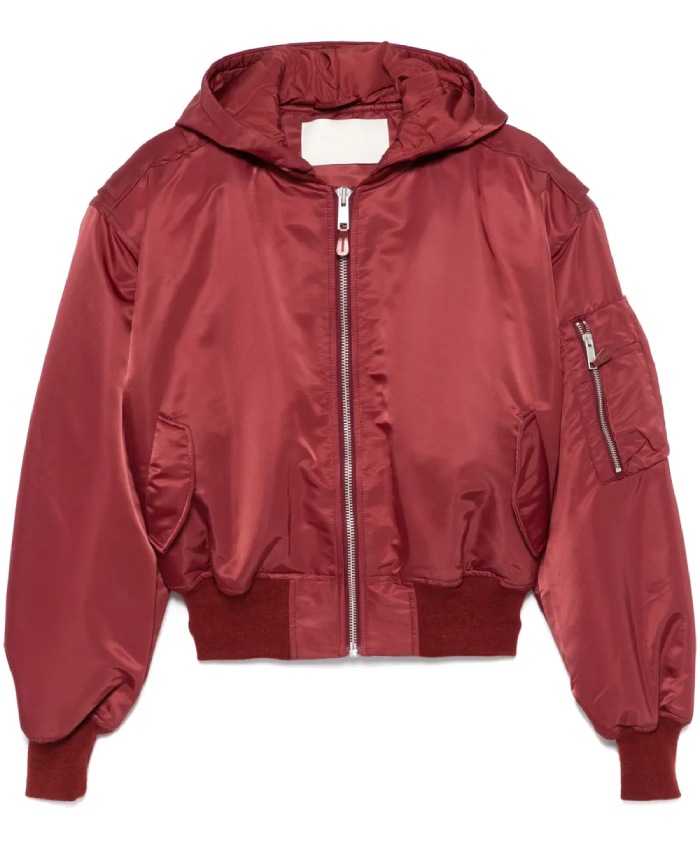 Jessie J Global Radio Studios 2025 Red Oversized Broad Bomber Zip-Up Hooded Jacket