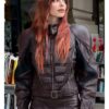 Julia Fox Padded Brown Leather Jacket Buy Now