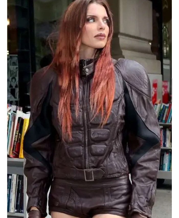 Julia Fox Padded Brown Leather Jacket Buy Now