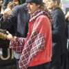 Justin Bieber Oversized Red Jacket with Flannel Hoodie and Sleeves