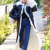 LA Elsa Hosk Black Leather Coat