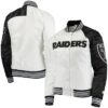 Shop LA Las Vegas Raiders White and Black Satin Jacket
